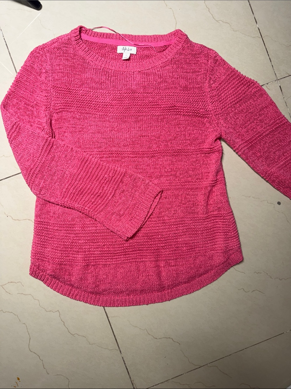 Style & Co. Hot Pink Crewneck Knit Sweater